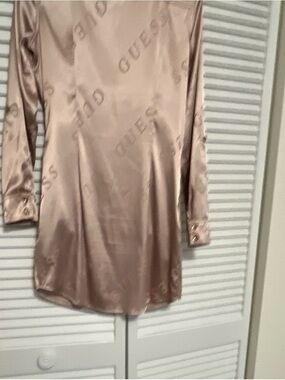 Guess Satin Logo Mini Dress in Blush